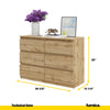 GABRIEL - Chest of 6 Drawers - Bedroom Dresser Storage Cabinet Sideboard - Wotan Oak H28" W39 3/8" D13"