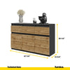 NOAH - Chest of 3 Drawers and 3 Doors - Bedroom Dresser Storage Cabinet Sideboard - Anthracite / Wotan Oak H29 1/2" W47 1/4" D13 3/4"