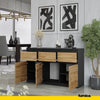 NOAH - Chest of 3 Drawers and 3 Doors - Bedroom Dresser Storage Cabinet Sideboard - Anthracite / Wotan Oak H29 1/2" W47 1/4" D13 3/4"