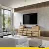 GABRIEL - Chest of 14 Drawers (4+6+4) - Bedroom Dresser Storage Cabinet Sideboard - Lancelot Oak H36 3/8" W86 5/8" D13 1/4"