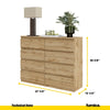 GABRIEL - Chest of 8 Drawers - Bedroom Dresser Storage Cabinet Sideboard - Wotan Oak H36 3/8" W47 1/4" D13 1/4"