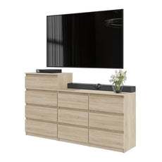 GABRIEL - Chest of 10 Drawers (6+4) - Bedroom Dresser Storage Cabinet Sideboard - Sonoma Oak H36 3/8" / 27 1/2" W63" D13 1/4"