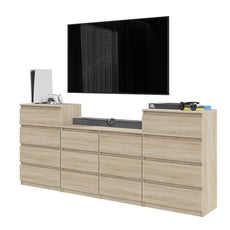 GABRIEL - Chest of 14 Drawers (4+6+4) - Bedroom Dresser Storage Cabinet Sideboard - Sonoma Oak H36 3/8" W86 5/8" D13 1/4"