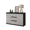 MIKEL - Chest of 3 Drawers and 2 Doors - Bedroom Dresser Storage Cabinet Sideboard - Anthracite / Concrete H29 1/2" W47 1/4" D13 3/4"