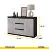 MIKEL - Chest of 3 Drawers and 2 Doors - Bedroom Dresser Storage Cabinet Sideboard - Anthracite / Concrete H29 1/2" W47 1/4" D13 3/4"