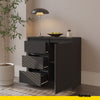 MIKEL - Chest of 3 Drawers and 1 Door - Bedroom Dresser Storage Cabinet Sideboard - Anthracite H29 1/2" W31 1/2" D13 3/4"
