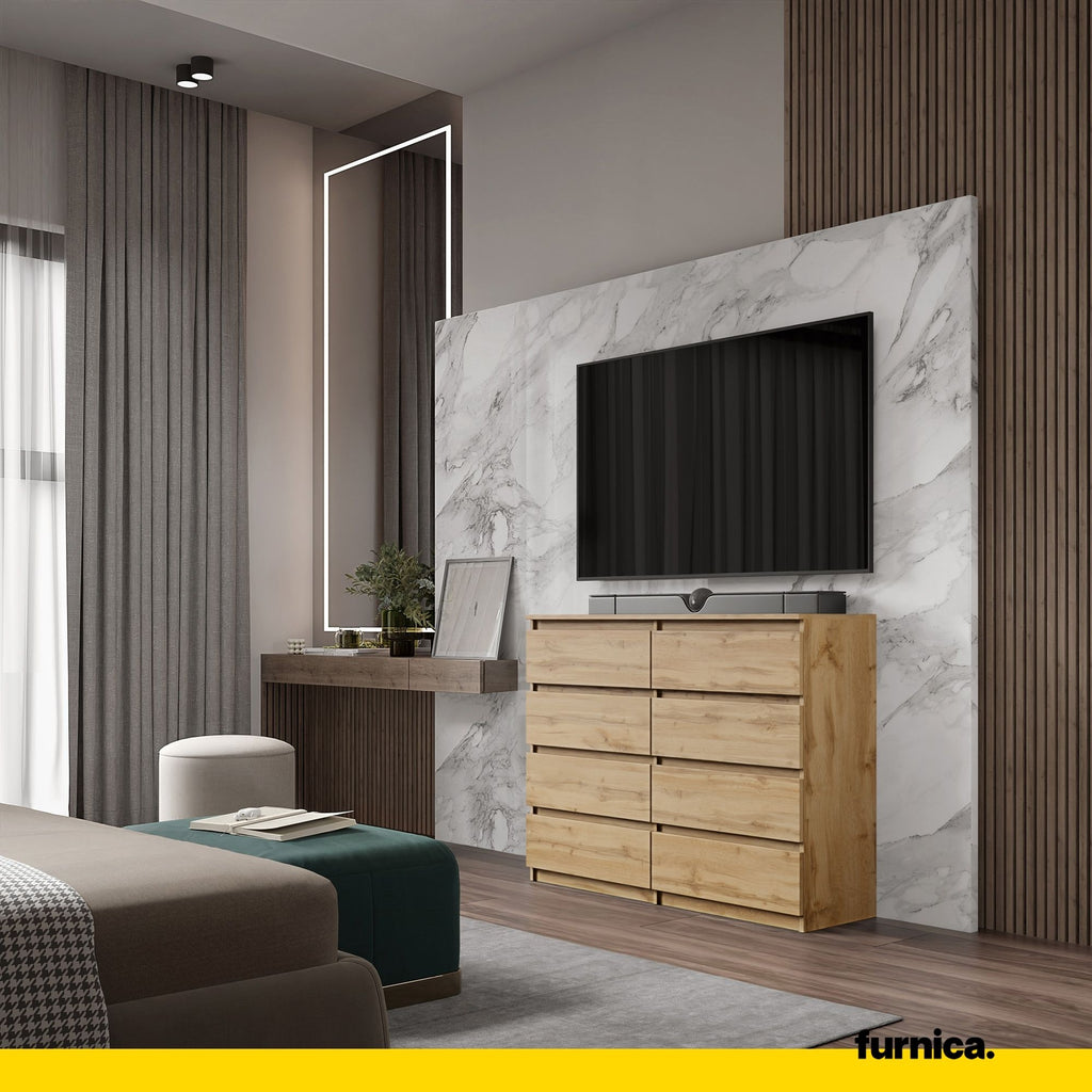 GABRIEL - Chest of 8 Drawers - Bedroom Dresser Storage Cabinet Sideboard - Wotan Oak H36 3/8" W47 1/4" D13 1/4"