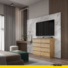 GABRIEL - Chest of 8 Drawers - Bedroom Dresser Storage Cabinet Sideboard - Wotan Oak H36 3/8" W47 1/4" D13 1/4"