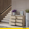 GABRIEL - Chest of 6 Drawers - Bedroom Dresser Storage Cabinet Sideboard - Sonoma Oak H28" W39 3/8" D13"