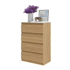 GABRIEL - Chest of 4 Drawers - Bedroom Dresser Storage Cabinet Sideboard - Lancelot Oak H36 3/8" W23 5/8" D13 1/4"