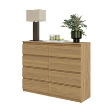 GABRIEL - Chest of 8 Drawers - Bedroom Dresser Storage Cabinet Sideboard - Lancelot Oak H36 3/8" W47 1/4" D13 1/4"