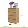GABRIEL - Chest of 4 Drawers - Bedroom Dresser Storage Cabinet Sideboard - Lancelot Oak H36 3/8" W23 5/8" D13 1/4"