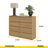 GABRIEL - Chest of 8 Drawers - Bedroom Dresser Storage Cabinet Sideboard - Lancelot Oak H36 3/8" W47 1/4" D13 1/4"