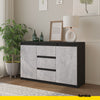 MIKEL - Chest of 3 Drawers and 2 Doors - Bedroom Dresser Storage Cabinet Sideboard - Anthracite / Concrete H29 1/2" W47 1/4" D13 3/4"