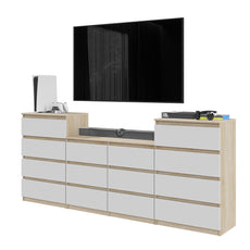 GABRIEL - Chest of 14 Drawers (4+6+4) - Bedroom Dresser Storage Cabinet Sideboard - Sonoma Oak / White H36 3/8" W86 5/8" D13 1/4"