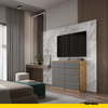 GABRIEL - Chest of 8 Drawers - Bedroom Dresser Storage Cabinet Sideboard - Wotan Oak / Anthracite H36 3/8" W47 1/4" D13 1/4"