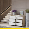 GABRIEL - Chest of 6 Drawers - Bedroom Dresser Storage Cabinet Sideboard - Sonoma Oak / White H28" W39 3/8" D13"