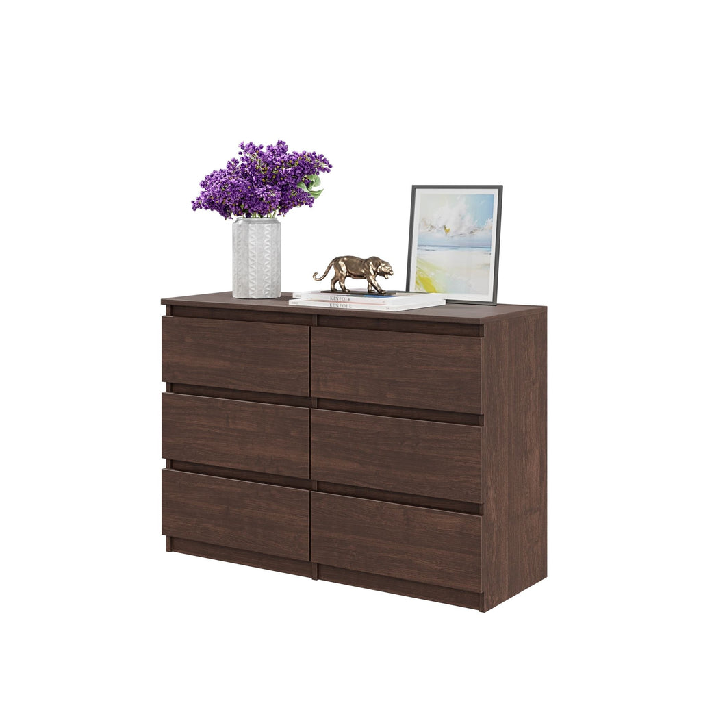 GABRIEL - Chest of 6 Drawers - Bedroom Dresser Storage Cabinet Sideboard - Wenge H28" W39 3/8" D13"
