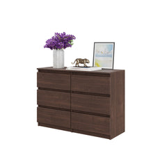 GABRIEL - Chest of 6 Drawers - Bedroom Dresser Storage Cabinet Sideboard - Wenge H28" W39 3/8" D13"