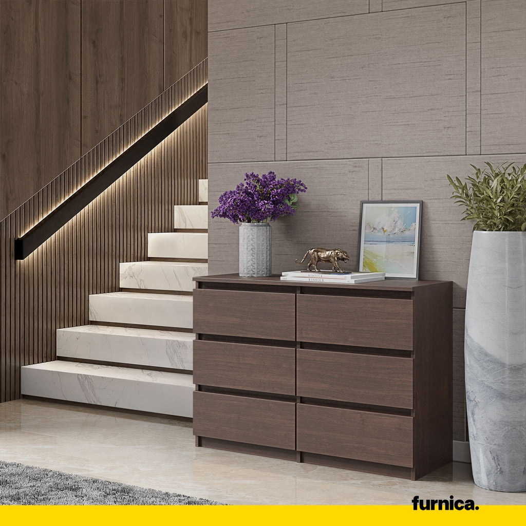 GABRIEL - Chest of 6 Drawers - Bedroom Dresser Storage Cabinet Sideboard - Wenge H28" W39 3/8" D13"