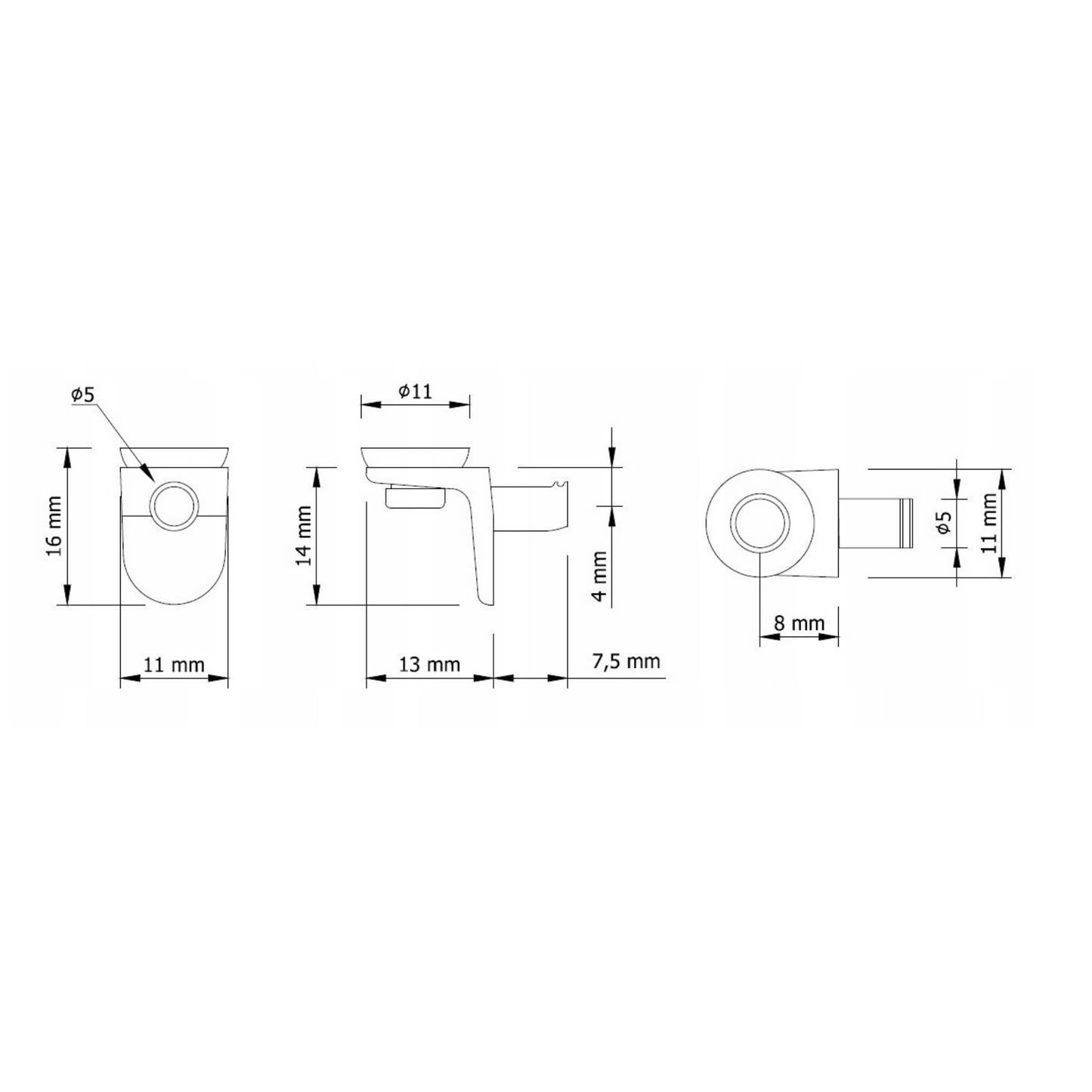 Glass Shelf Support Ø3/16 inch with a Suction Cup