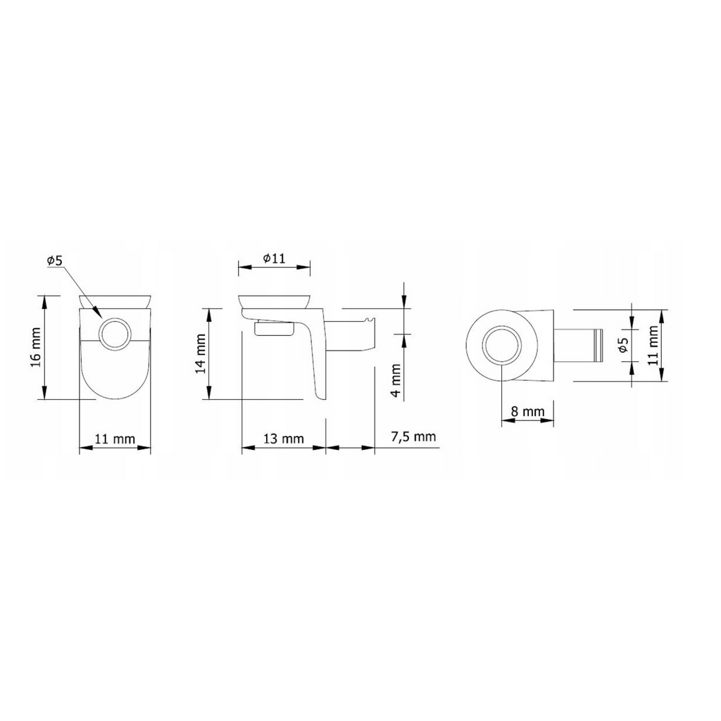 Glass Shelf Support Ø3/16 inch with a Suction Cup