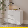 MIKEL - Chest of 3 Drawers and 1 Door - Bedroom Dresser Storage Cabinet Sideboard - White Matt H29 1/2" W31 1/2" D13 3/4"