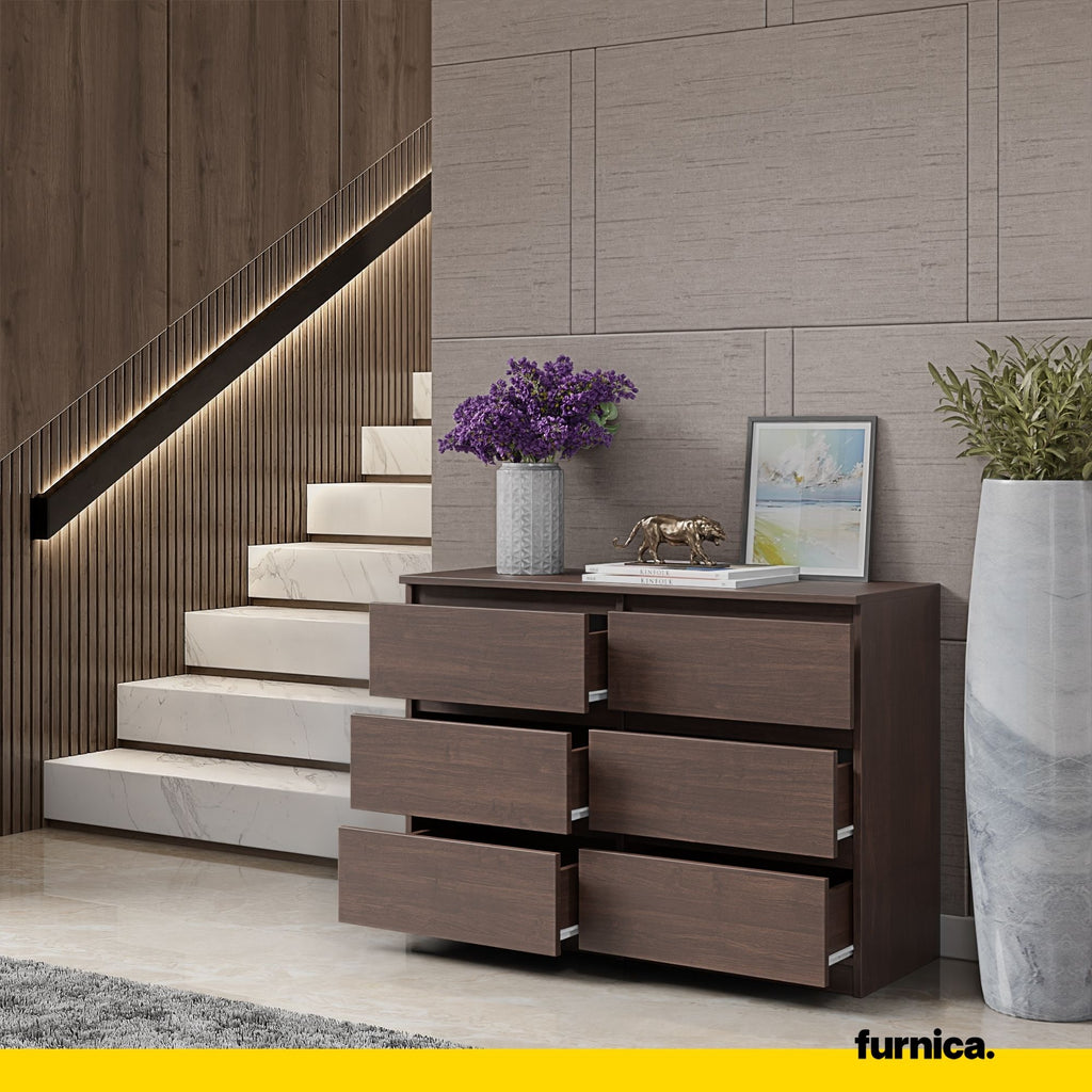 GABRIEL - Chest of 6 Drawers - Bedroom Dresser Storage Cabinet Sideboard - Wenge H28" W39 3/8" D13"
