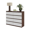 GABRIEL - Chest of 8 Drawers - Bedroom Dresser Storage Cabinet Sideboard - Wenge/ White Matt H36 3/8" W47 1/4" D13 1/4"