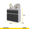 NOAH - Chest of 2 Drawers and 2 Doors - Bedroom Dresser Storage Cabinet Sideboard - Concrete / Anthracite H29 1/2" W31 1/2" D13 3/4"