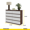GABRIEL - Chest of 8 Drawers - Bedroom Dresser Storage Cabinet Sideboard - Wenge/ White Matt H36 3/8" W47 1/4" D13 1/4"