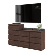 GABRIEL - Chest of 10 Drawers (6+4)- Bedroom Dresser Storage Cabinet Sideboard - Wenge H36 3/8" / 27 1/2" W63" D13 1/4"