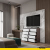 GABRIEL - Chest of 8 Drawers - Bedroom Dresser Storage Cabinet Sideboard - Wenge/ White Matt H36 3/8" W47 1/4" D13 1/4"