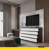 GABRIEL - Chest of 12 Drawers (8+4)- Bedroom Dresser Storage Cabinet Sideboard - Wenge / White Matt H36 3/8" W70 7/8" D13 1/4
