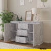MIKEL - Chest of 3 Drawers and 2 Doors - Bedroom Dresser Storage Cabinet Sideboard - Concrete H29 1/2" W47 1/4" D13 3/4"