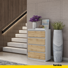 GABRIEL - Chest of 4 Drawers - Bedroom Dresser Storage Cabinet Sideboard - White Matt / Wotan Oak H36 3/8" W23 5/8" D13 1/4"