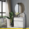 NOAH - Chest of 2 Drawers and 2 Doors - Bedroom Dresser Storage Cabinet Sideboard - Concrete / White Matt H29 1/2" W31 1/2" D13 3/4"