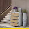 GABRIEL - Chest of 4 Drawers - Bedroom Dresser Storage Cabinet Sideboard - White Matt / Wotan Oak H36 3/8" W23 5/8" D13 1/4"