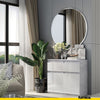 NOAH - Chest of 2 Drawers and 2 Doors - Bedroom Dresser Storage Cabinet Sideboard - Concrete / White Gloss H29 1/2" W31 1/2" D13 3/4"