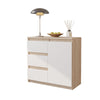 MIKEL - Chest of 3 Drawers and 1 Door - Bedroom Dresser Storage Cabinet Sideboard - Sonoma Oak / White Matt H29 1/2" W31 1/2" D13 3/4"