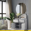 NOAH - Chest of 2 Drawers and 2 Doors - Bedroom Dresser Storage Cabinet Sideboard - Concrete / White Gloss H29 1/2" W31 1/2" D13 3/4"