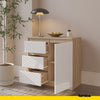 MIKEL - Chest of 3 Drawers and 1 Door - Bedroom Dresser Storage Cabinet Sideboard - Sonoma Oak / White Matt H29 1/2" W31 1/2" D13 3/4"