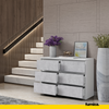 GABRIEL - Chest of 6 Drawers - Bedroom Dresser Storage Cabinet Sideboard - White Matt / Concrete H28" W39 3/8" D13"