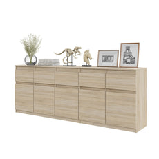 NOAH - Chest of 5 Drawers and 5 Doors - Bedroom Dresser Storage Cabinet Sideboard - Sonoma Oak H29 1/2" W78 3/4" D13 3/4"