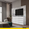 GABRIEL - Chest of 12 Drawers (8+4) - Bedroom Dresser Storage Cabinet Sideboard - White Matt H36 3/8" W70 7/8" D13 1/4