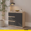 MIKEL - Chest of 3 Drawers and 1 Door - Bedroom Dresser Storage Cabinet Sideboard - Sonoma Oak / Anthracite H29 1/2" W31 1/2" D13 3/4"