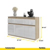 NOAH - Chest of 3 Drawers and 3 Doors - Bedroom Dresser Storage Cabinet Sideboard - Sonoma Oak / White Gloss H29 1/2" W47 1/4" D13 3/4"