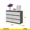 GABRIEL - Chest of 6 Drawers - Bedroom Dresser Storage Cabinet Sideboard - Anthracite / White Matt H28" W39 3/8" D13"