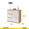 MIKEL - Chest of 3 Drawers and 1 Door - Bedroom Dresser Storage Cabinet Sideboard - Sonoma Oak / White Matt H29 1/2" W31 1/2" D13 3/4"