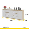 MIKEL - Chest of 6 Drawers and 3 Doors - Bedroom Dresser Storage Cabinet Sideboard - Sonoma Oak / White Matt H29 1/2" W78 3/4" D13 3/4"